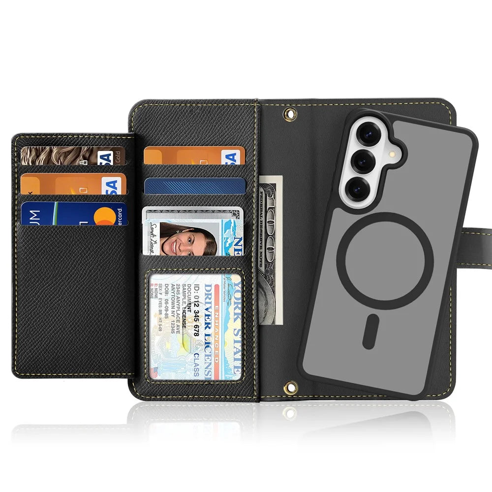 DUX DUCIS For Samsung Galaxy S26 Case Lawa Series Detachable Magnetic Cowhide Leather Cover Zipper Wallet - Black - 2