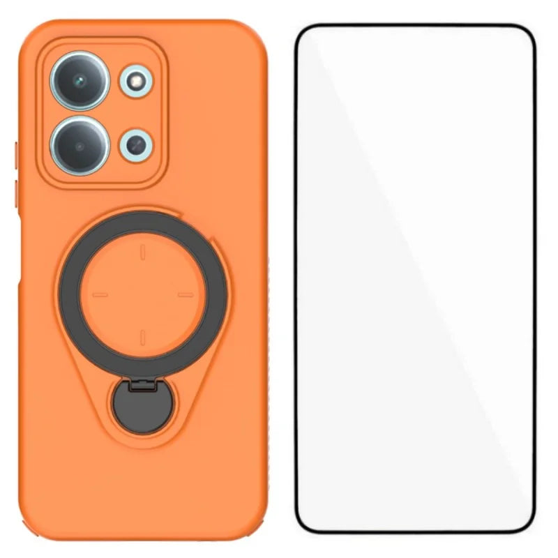 WANLONFENG For Xiaomi Redmi 15C 4G (Global) (171mm) Case with Tempered Glass JH Series PC TPU Kickstand Phone Cover - Orange - 1