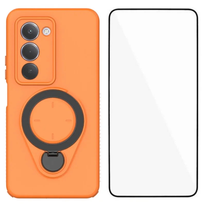 WANLONFENG For Xiaomi Redmi 15 5G (Global) (169mm) Case with Tempered Glass JH Series PC TPU Kickstand Phone Cover - Orange - 1