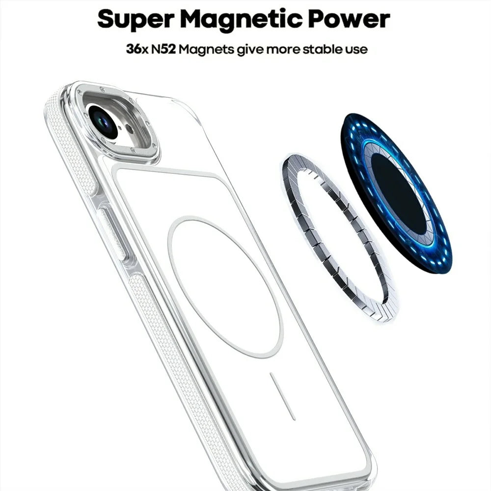 For iPhone 17e / 16e Magnetic Case Dual Color Shockproof TPU PC Phone Cover Compatible with MagSafe - White - 5