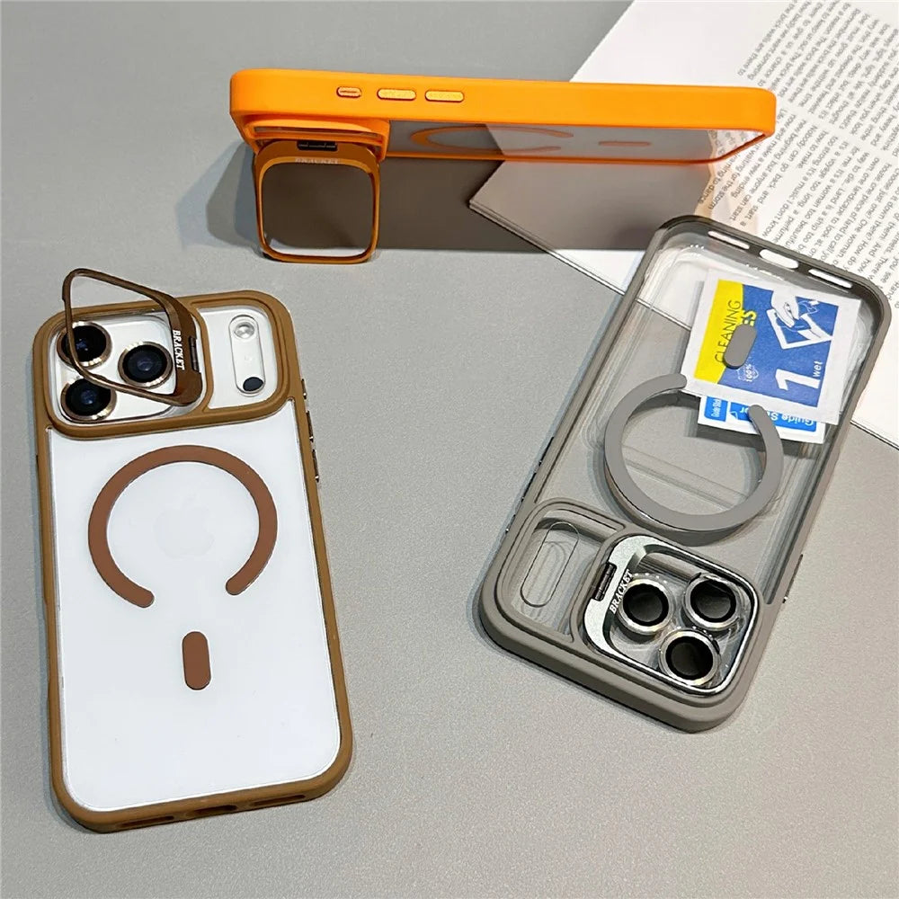 For iPhone 18 Pro / 17 Pro Case Compatible with MagSafe TPU Acrylic Phone Cover with Lens Frame Kickstand / Lens Film - Dark Purple - 2