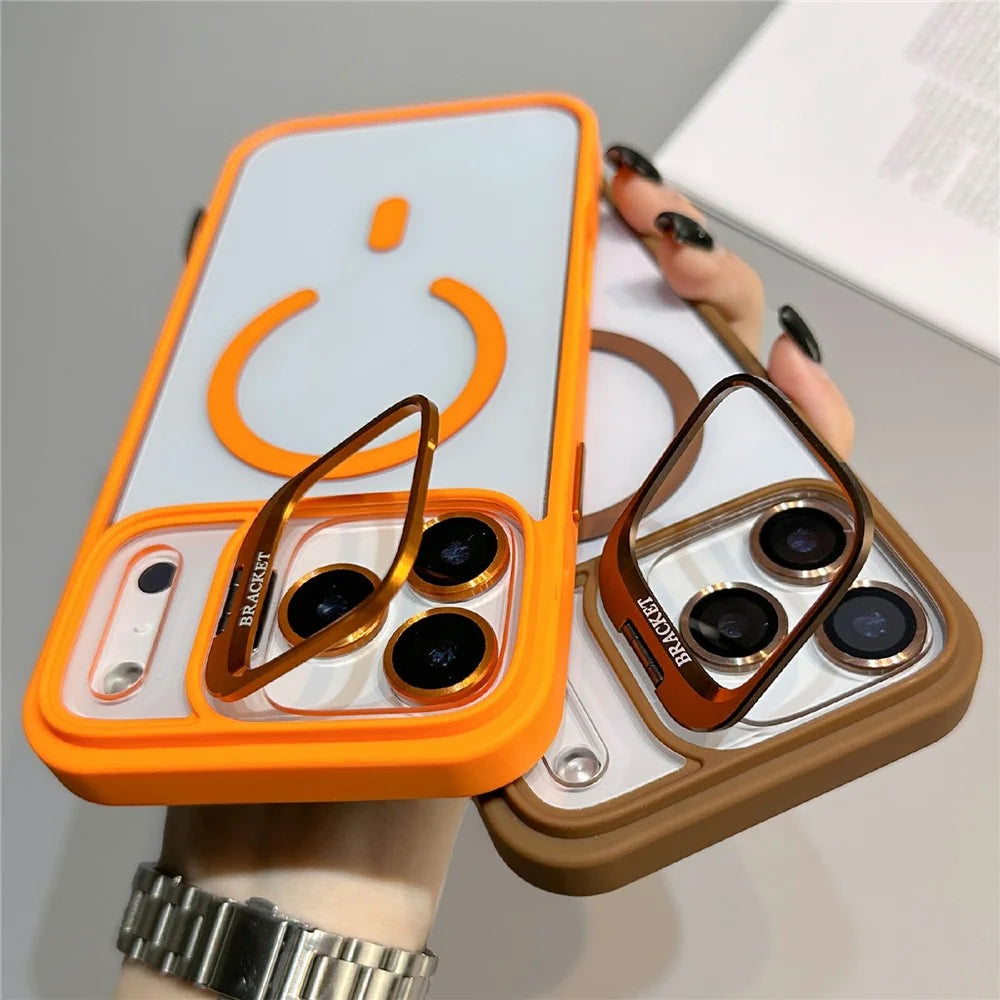 For iPhone 18 Pro / 17 Pro Case Compatible with MagSafe TPU Acrylic Phone Cover with Lens Frame Kickstand / Lens Film - Dark Purple - 5