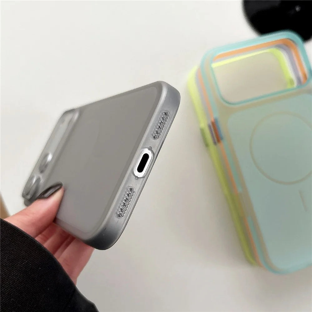For iPhone 17 Pro Magnetic Phone Case Soft Touch Anti Fingerprint PC Shockproof Cover Compatible with MagSafe - Titanium Grey - 5
