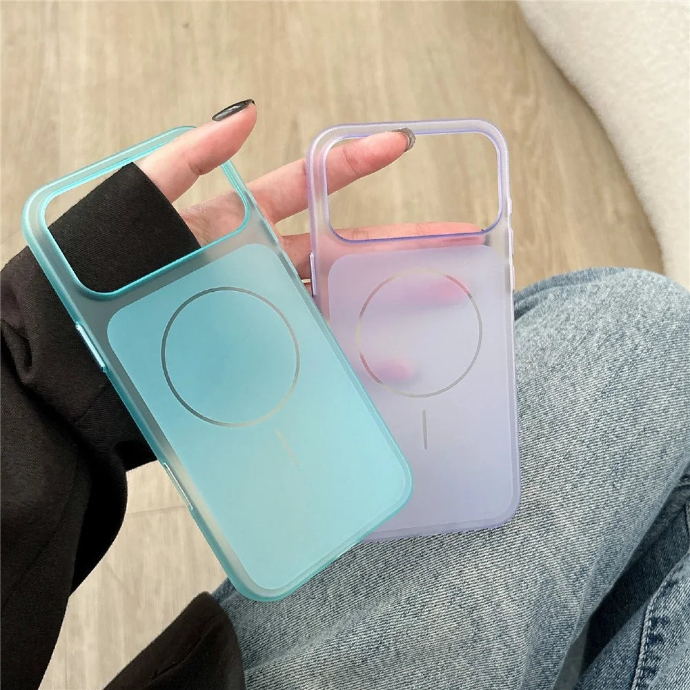 For iPhone 17 Pro Magnetic Phone Case Soft Touch Anti Fingerprint PC Shockproof Cover Compatible with MagSafe - Titanium Grey - 6
