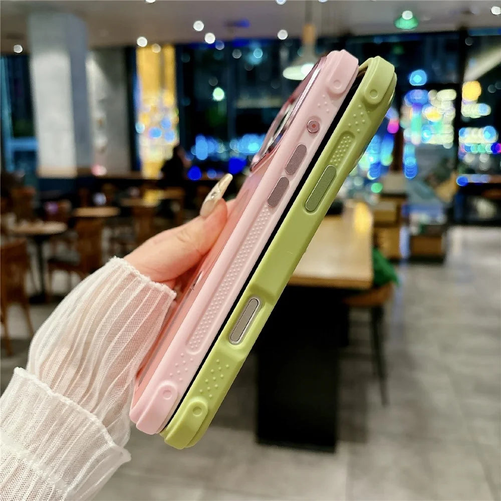 For iPhone 17 Pro Max Magnetic Phone Case Skin Feel PC TPU Protective Cover Compatible with MagSafe with Kickstand - Pink - 6