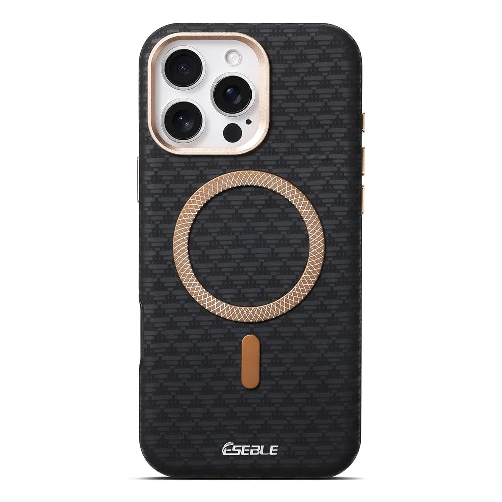 ESEBLE For iPhone 16 Pro Max Magnetic Case TPU + PU Leather Phone Cover - Black - 1