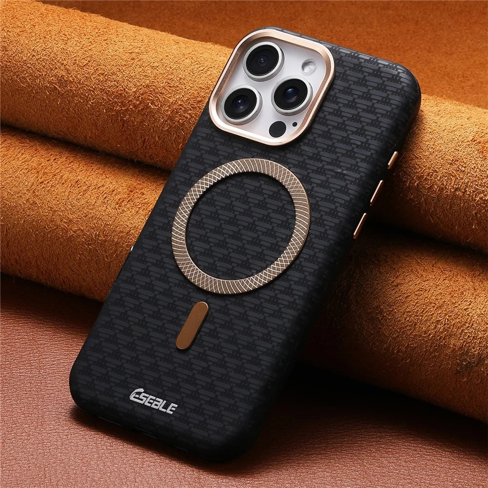 ESEBLE For iPhone 16 Pro Magnetic Case TPU + PU Leather Phone Cover Compatible with Magsafe - Black - 7