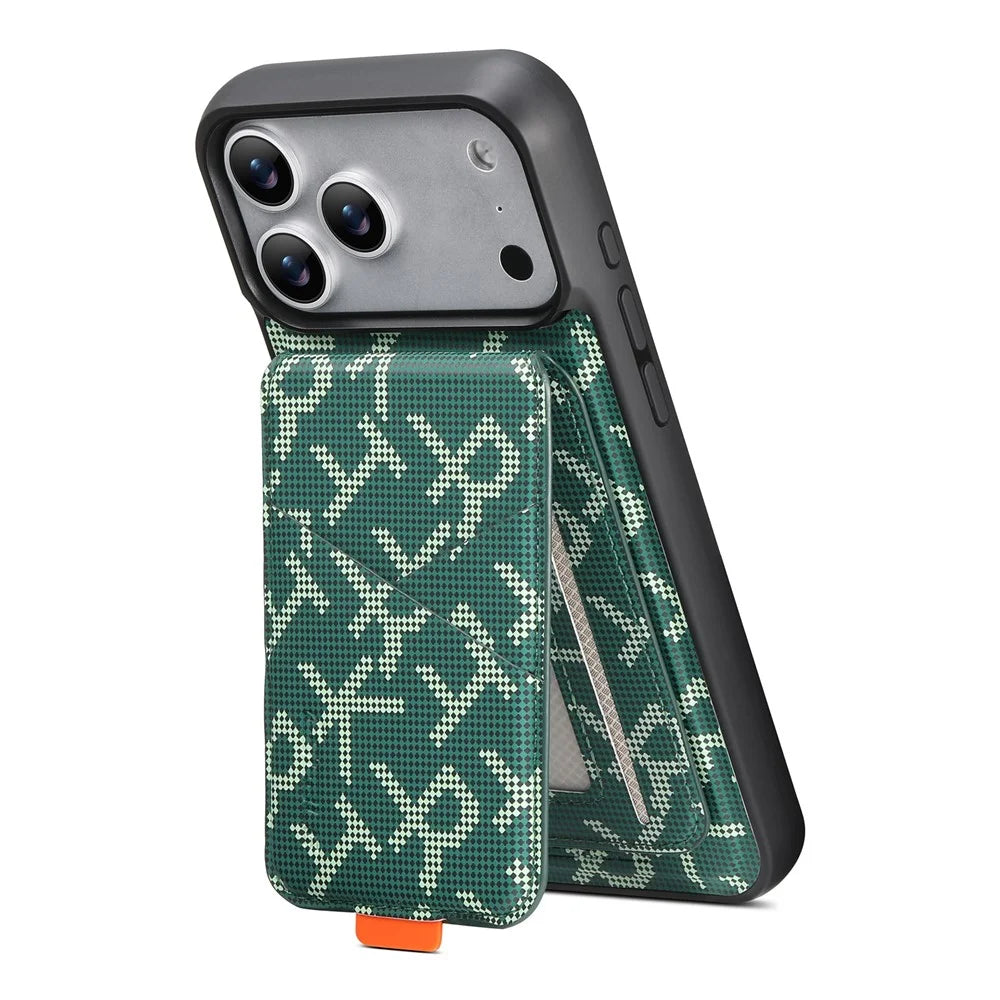 ESEBLE For iPhone 17 Pro Magnetic Case RFID Blocking Detachable Card Holder Stand Phone Cover Compatible With MagSafe - Green - 4