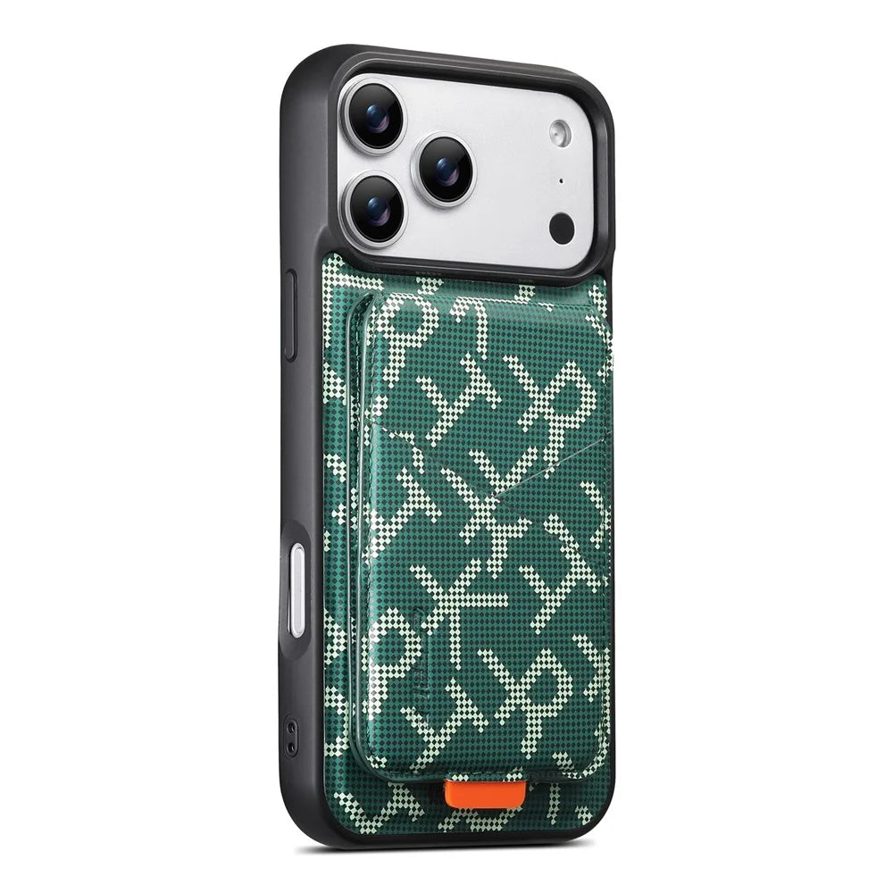 ESEBLE For iPhone 17 Pro Magnetic Case RFID Blocking Detachable Card Holder Stand Phone Cover Compatible With MagSafe - Green - 5