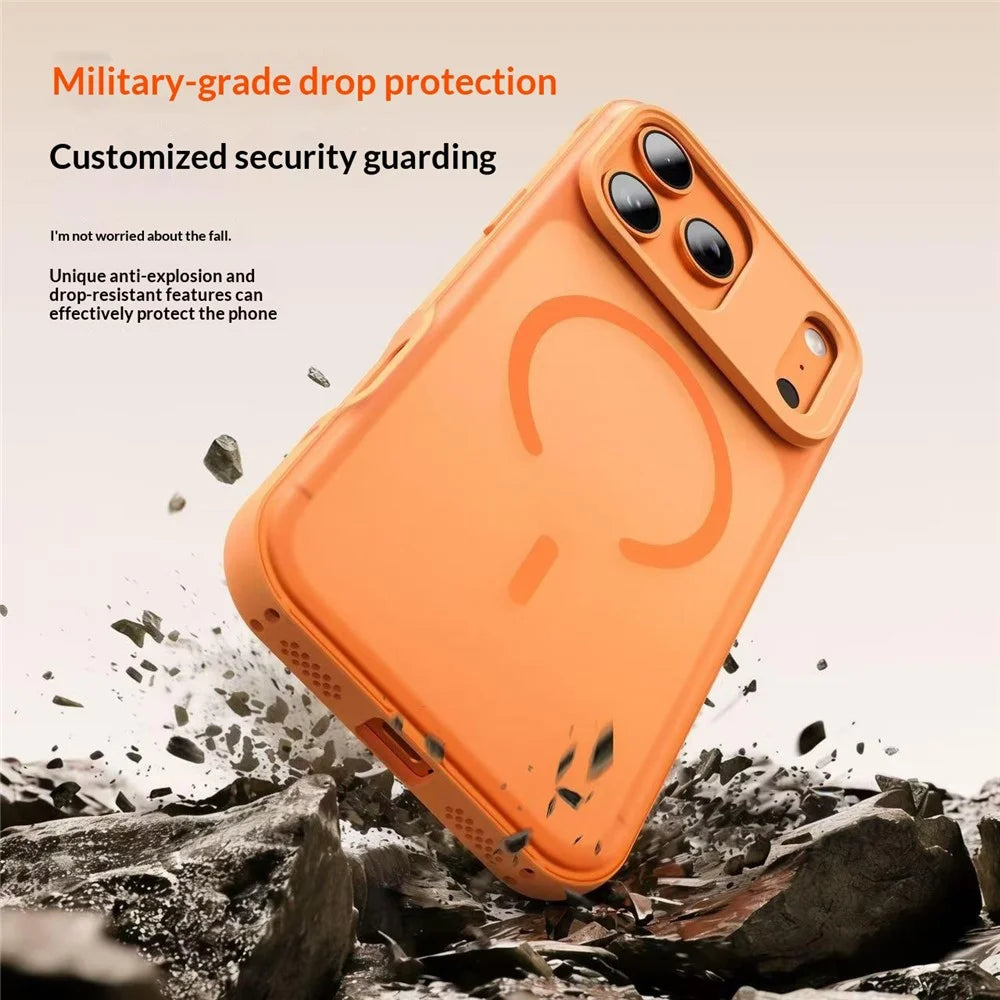 For iPhone 17 Pro Max Magnetic Case Anti-fingerprint Soft-touch Shockproof TPU + PC Cover - Orange - 3