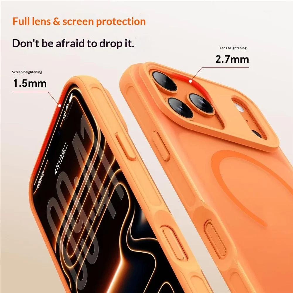 For iPhone 17 Pro Max Magnetic Case Anti-fingerprint Soft-touch Shockproof TPU + PC Cover - Orange - 4