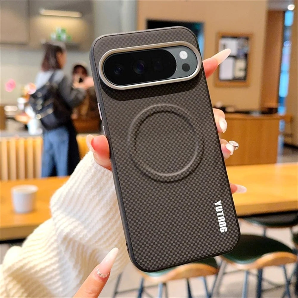 YUTANG Magnetic Case for Google Pixel 10 Pro XL Dot Pattern PC+TPU Shockproof Phone Cover - Black - 2