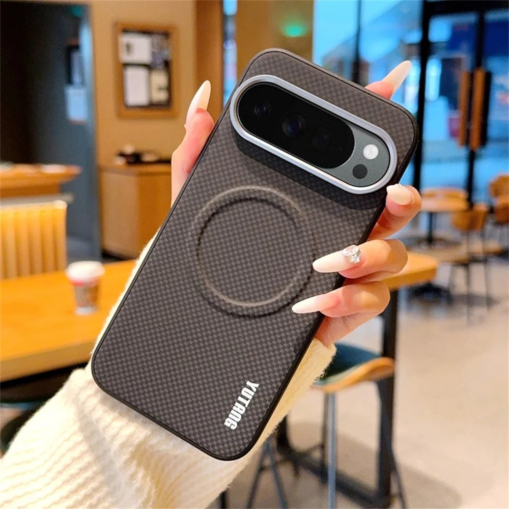 YUTANG Magnetic Case for Google Pixel 10 Pro XL Dot Pattern PC+TPU Shockproof Phone Cover - Black - 4