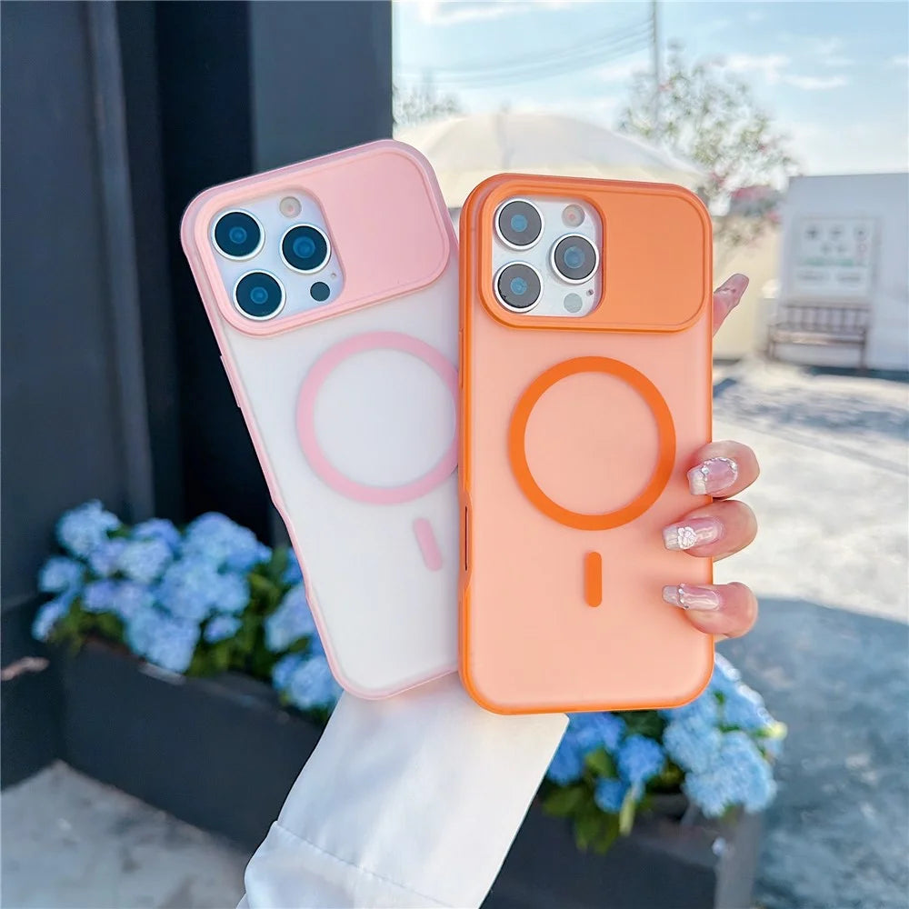 For iPhone 16 Pro Max Magnetic Case Anti-fingerprint Soft-touch Shockproof TPU + PC Cover - Transparent White - 4