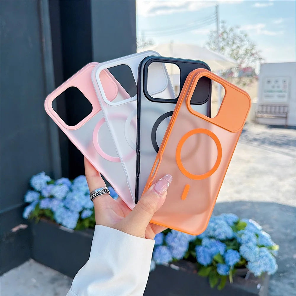 For iPhone 16 Pro Max Magnetic Case Anti-fingerprint Soft-touch Shockproof TPU + PC Cover - Transparent White - 6
