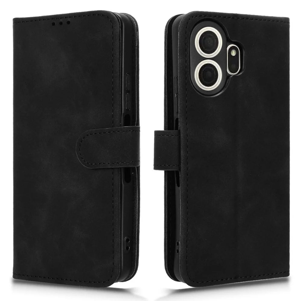 For TCL NxtPaper 70 Pro 5G Leather Case Skin Feel Anti Drop Wallet Stand Flip Phone Cover - Black - 1