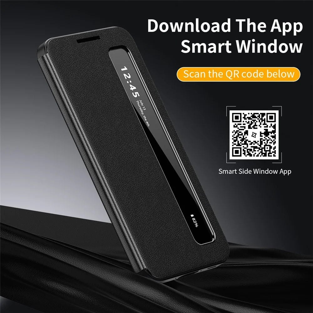 For Samsung Galaxy A57 5G Case Smart View Window Leather Phone Cover - Black - 2