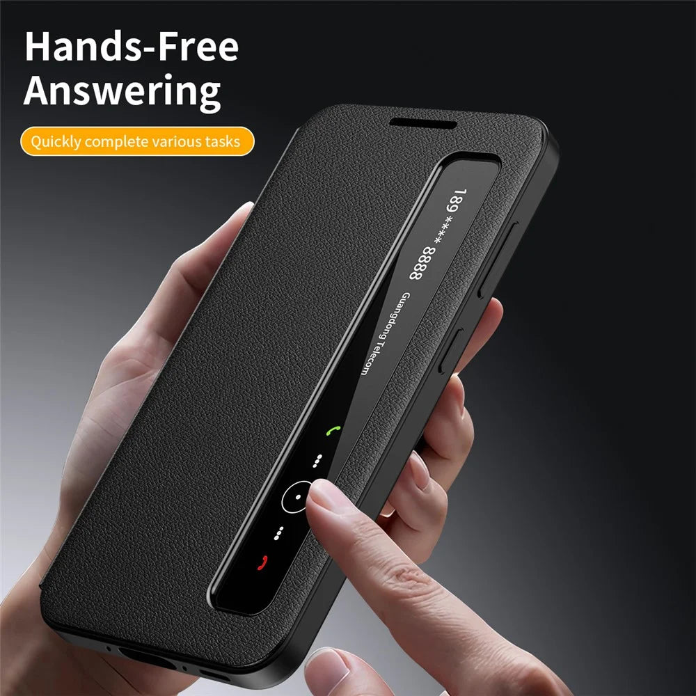 For Samsung Galaxy A57 5G Case Smart View Window Leather Phone Cover - Black - 3