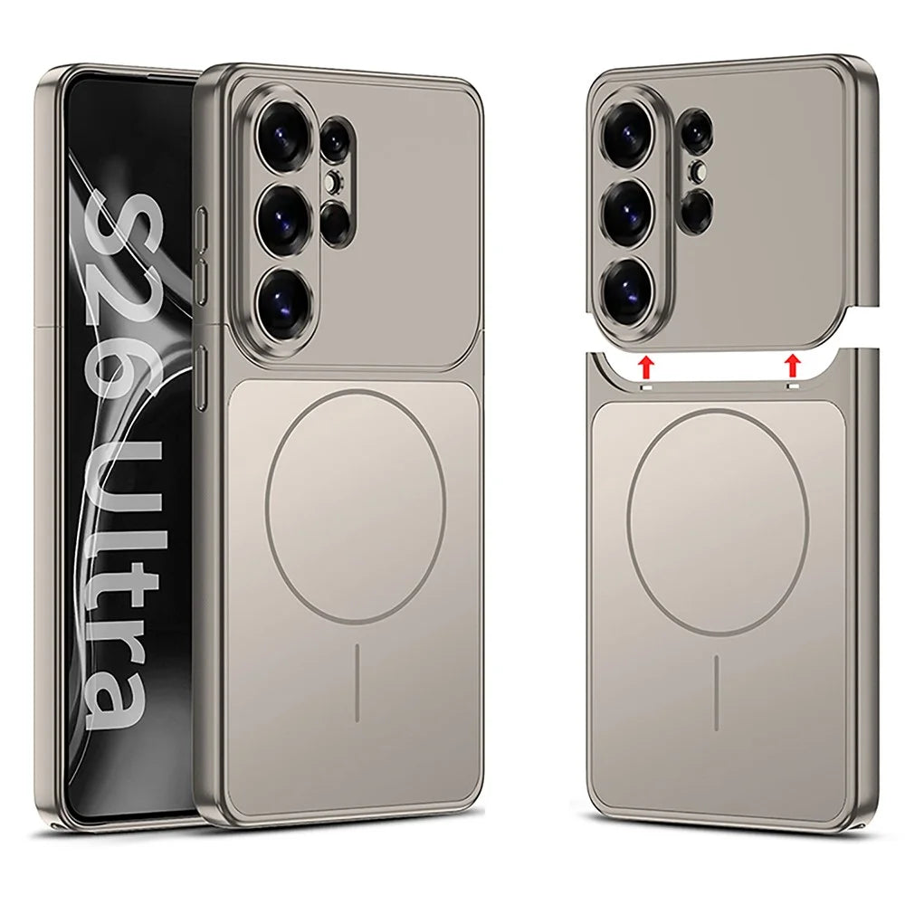 GKK For Samsung Galaxy S26 Ultra Magnetic Phone Case Detachable AG PC Matte Anti-Fingerprint Cover - Titanium Grey - 1