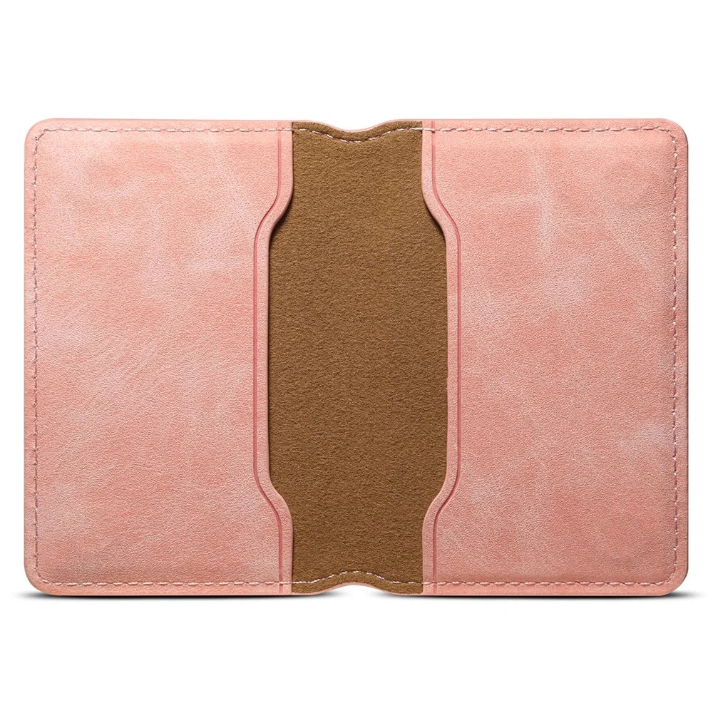 DENIOR V08+1 Vintage Magnetic Phone Card Wallet PU Leather Stand Holder - Pink - 4