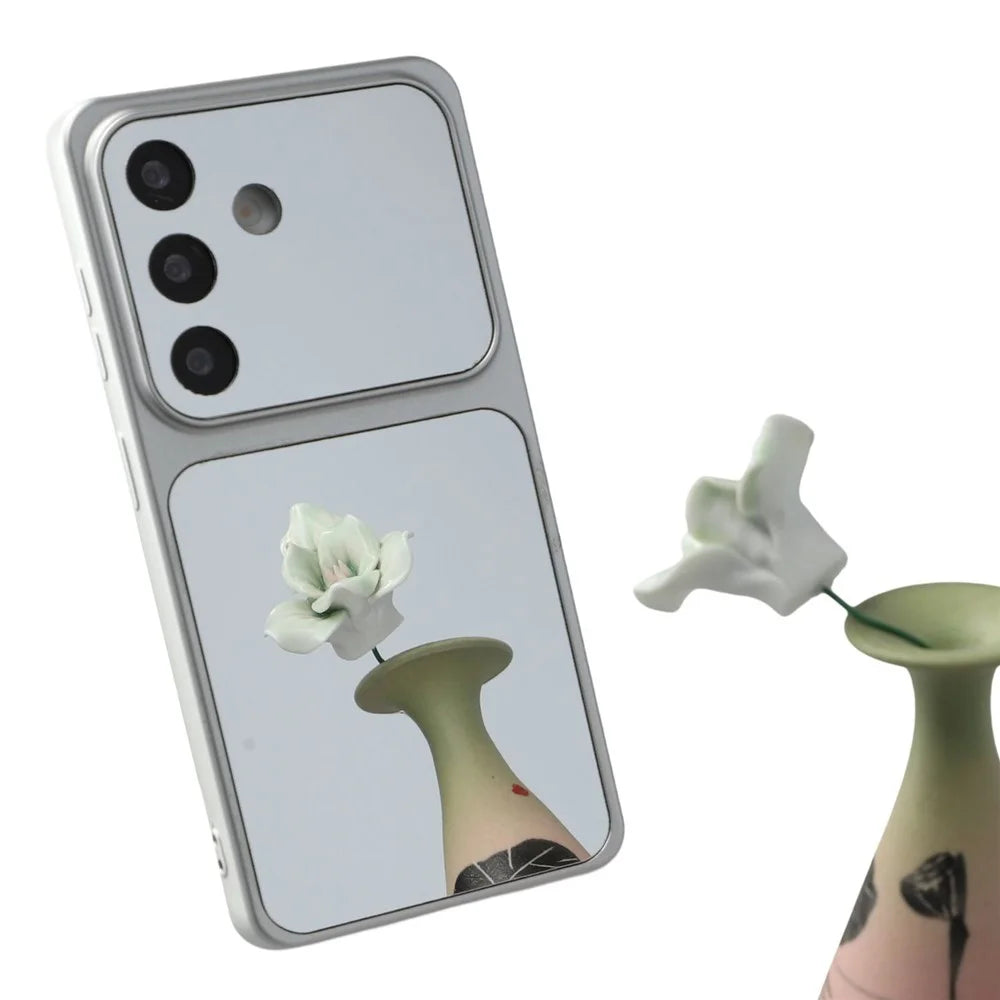 For Samsung Galaxy S24 Phone Case Mirror Electroplating TPU Cover - Silver - 1