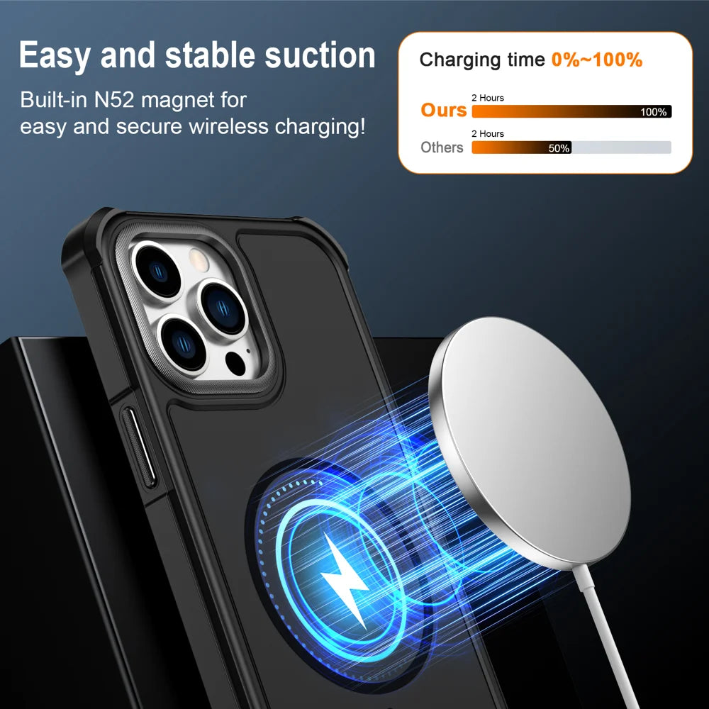 For iPhone 13 Pro Max Magnetic Case Shockproof TPU PC Protective Cover - Black - 3