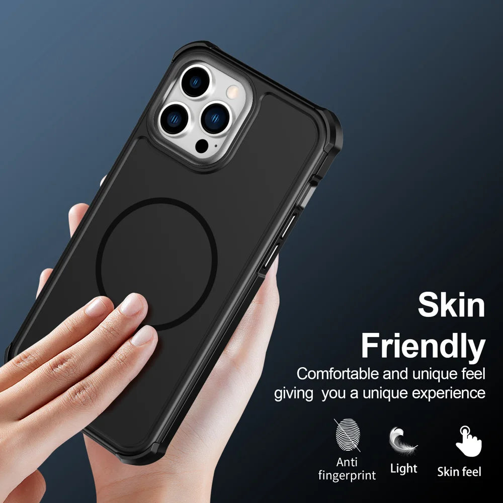 For iPhone 13 Pro Max Magnetic Case Shockproof TPU PC Protective Cover - Black - 6