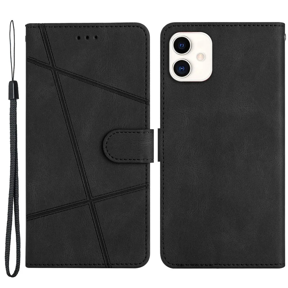 For Samsung Galaxy A04 4G (164.4 x 76.3 x 9.1 mm) Phone Case Wallet Crazy Horse Texture PU Leather Cover Stand Phone Case with Strap - Black - 1