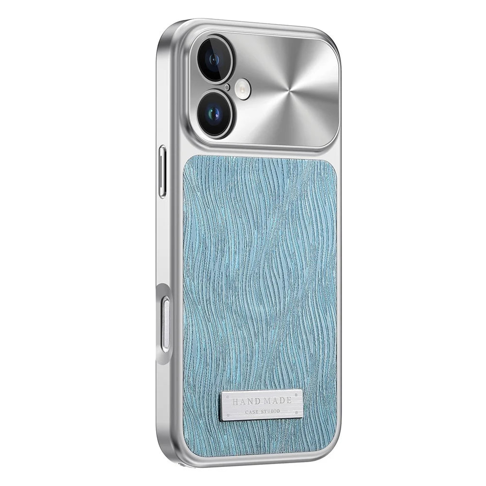 For iPhone 16 Magnetic Case Flowing Water Ripple TPU+PC Shockproof Phone Cover Compatible With Magsafe - Blue - 3