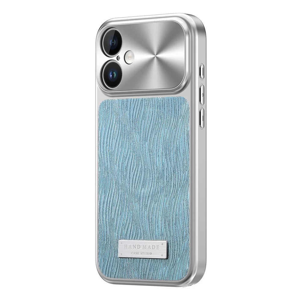 For iPhone 16 Magnetic Case Flowing Water Ripple TPU+PC Shockproof Phone Cover Compatible With Magsafe - Blue - 4