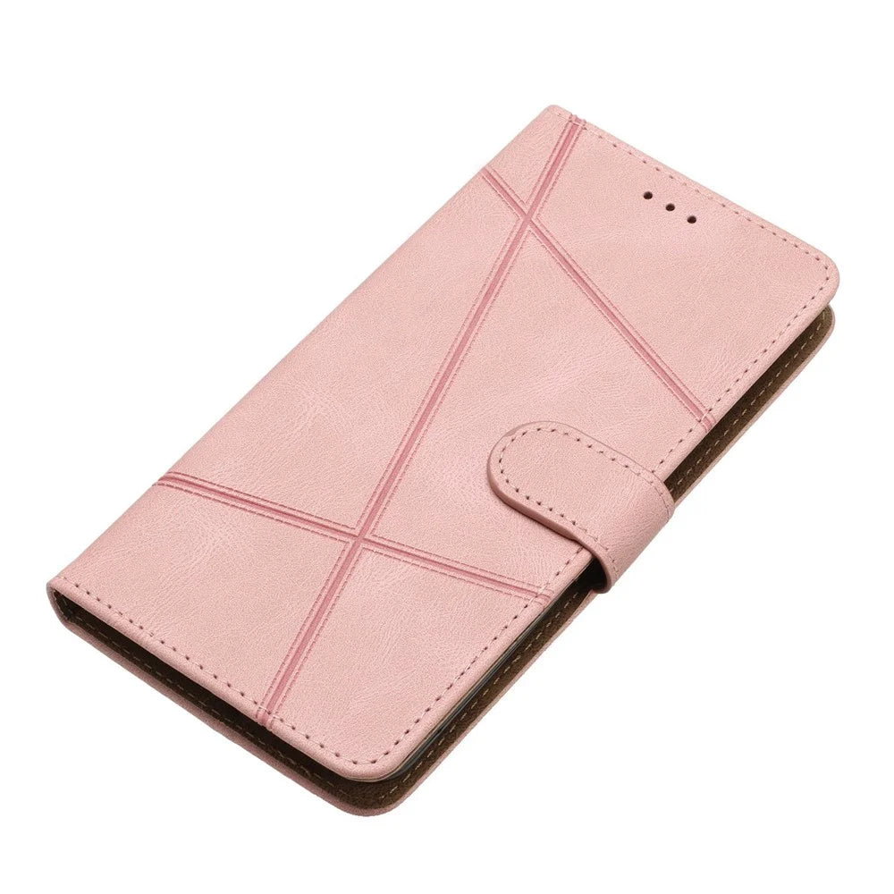 For Samsung Galaxy A04s 4G (164.7mm) Protective Phone Case Crazy Horse Texture PU Leather Cover Anti-Drop Wallet Stand Case with Strap - Rose Gold - 7