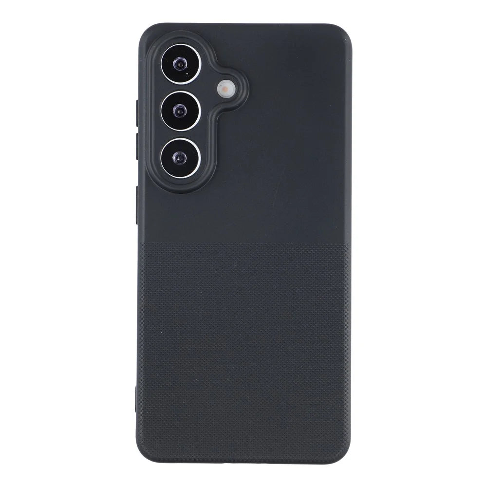 For Samsung Galaxy S25 Phone Case Dotted Texture Fiber Lining TPU Shockproof Cover (Precise Cutouts) - Black - 2