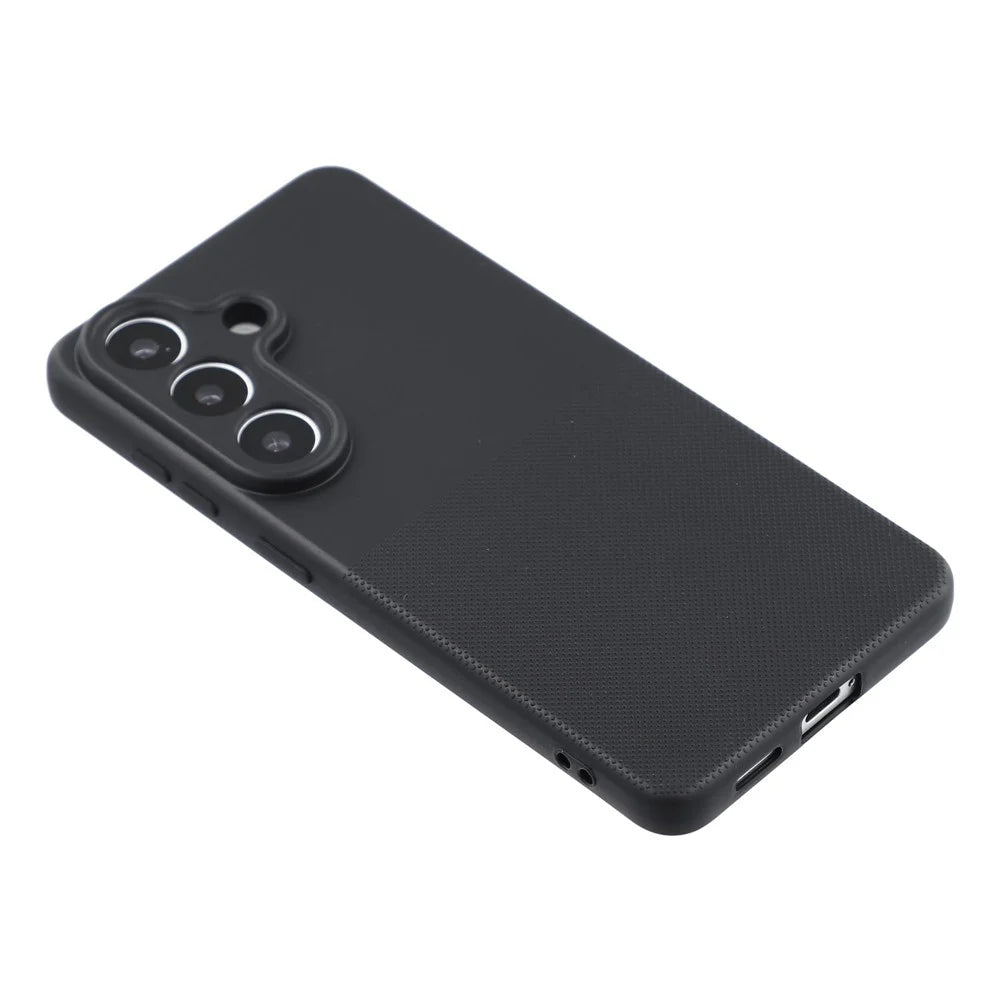 For Samsung Galaxy S25 Phone Case Dotted Texture Fiber Lining TPU Shockproof Cover (Precise Cutouts) - Black - 4