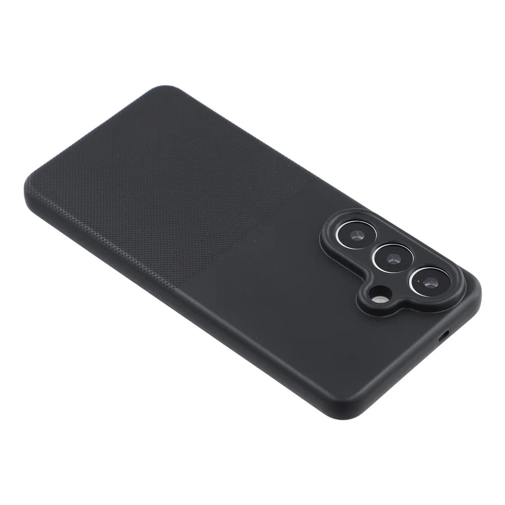 For Samsung Galaxy S25 Phone Case Dotted Texture Fiber Lining TPU Shockproof Cover (Precise Cutouts) - Black - 5