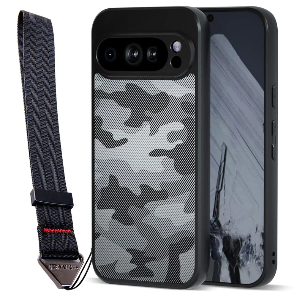 IBMRS for Google Pixel 9 Mobile Cover Soft TPU + Hard PC Case with Wrist Strap (Precision Cutouts) - Artistic Camouflage - 1