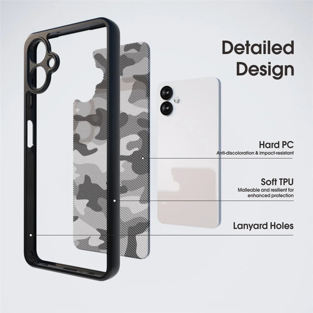 IBMRS for Samsung Galaxy A08 5G / A08 4G / A07 4G Mobile Cover Soft TPU + Hard PC Case with Wrist Strap (Precision Cutouts) - Artistic Camouflage - 6