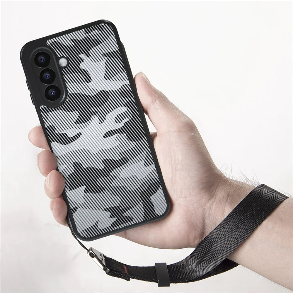 IBMRS Mobile Cover for Samsung Galaxy A18 5G / A18 4G / A17 5G / A17 4G Soft TPU + Hard PC Case with Wrist Strap (Precision Cutouts) - Artistic Camouflage - 3