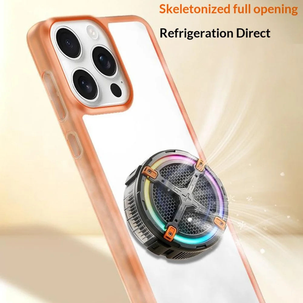 For iPhone 15 Pro Max Case Hollow Heat Dissipation PC Bumper Phone Cover - Orange - 3