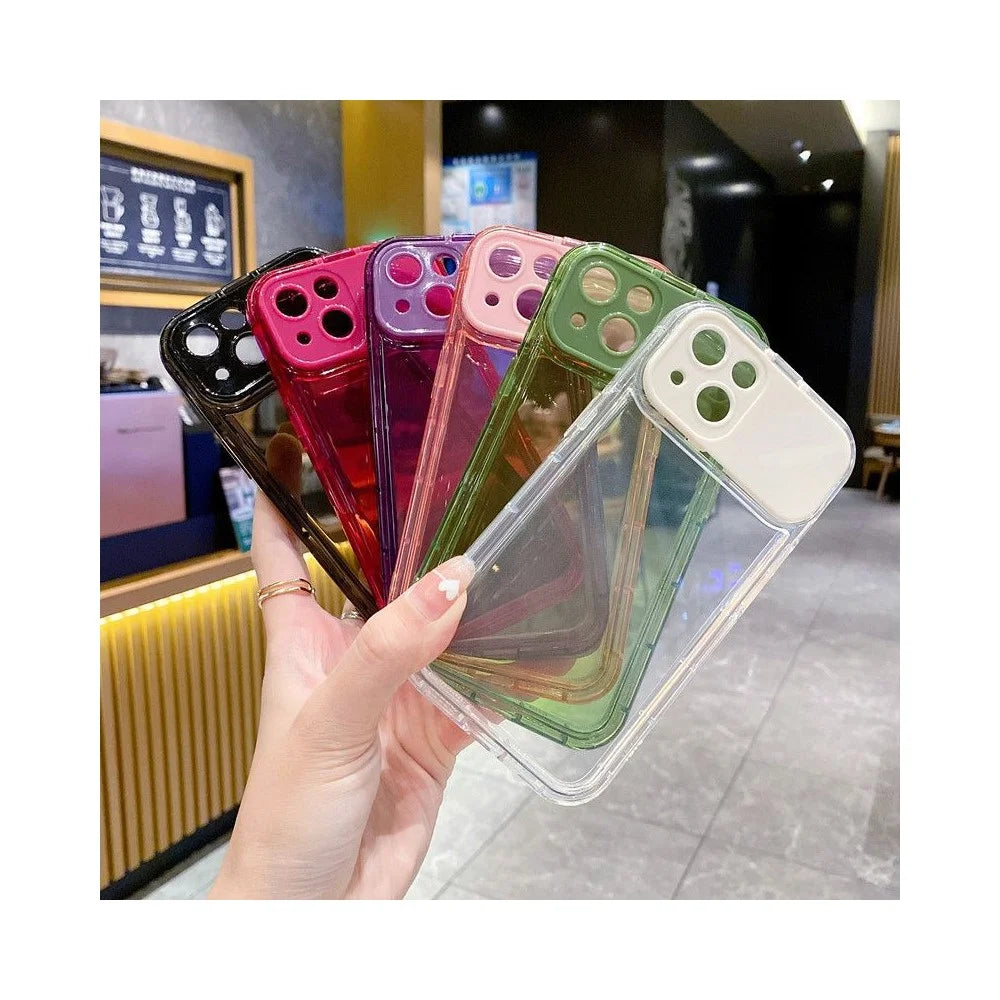 For iPhone 15 Case with Flip Mirror Lens Protection TPU + PC Shockproof Phone Shell - Pink - 7