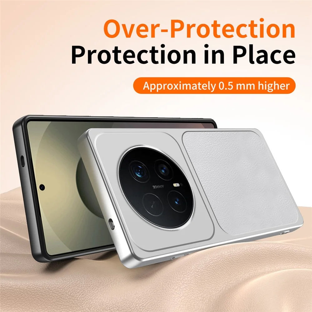 WANLONFENG XYP Series for Honor Magic8 Pro 5G Case Lambskin Texture Shockproof PC TPU Hybrid Protective Cover with 2Pcs Tempered Glass Film - Black - 5