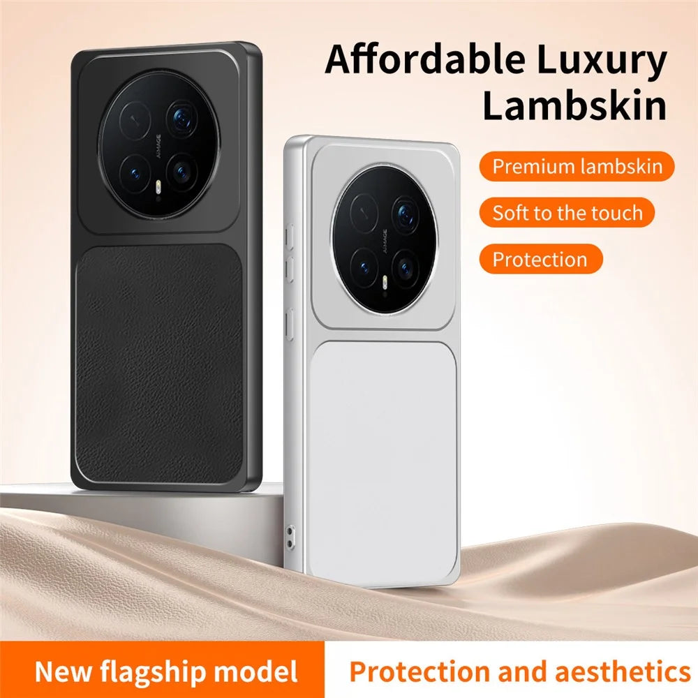 WANLONFENG XYP Series for Honor Magic8 Pro 5G Case Lambskin Texture Shockproof PC TPU Hybrid Protective Cover with 2Pcs Tempered Glass Film - Black - 6