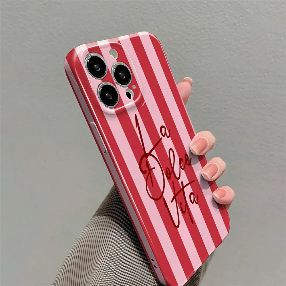 For iPhone 16 Pro Case Colorful Stripe Pattern Shockproof Hard PC Phone Cover - Letter - 3
