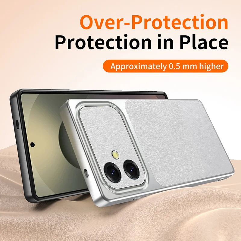 WANLONFENG for Samsung Galaxy A06 4G XYP Series Case Lambskin Texture PC TPU Precise Cutouts Phone Cover with 2Pcs Tempered Glass Film - Black - 5