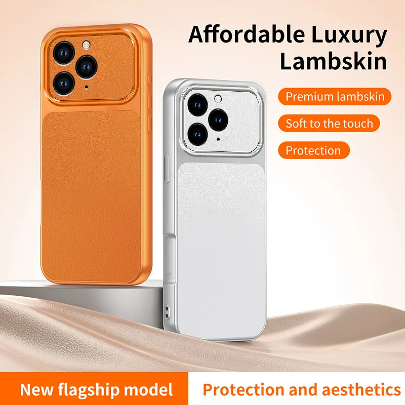 WANLONFENG for iPhone 16 Pro Max XYP Series Case Lambskin Texture PC TPU Precise Cutouts Phone Cover with 2Pcs Tempered Glass Film - Black - 2
