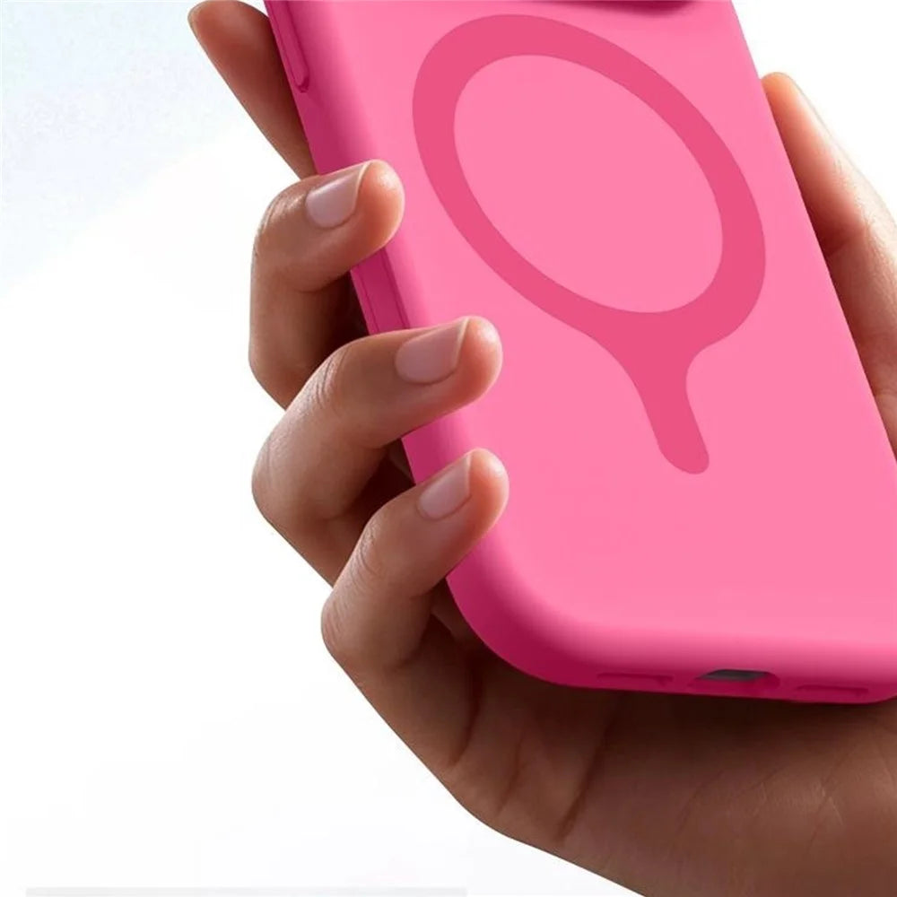 For iPhone 16 Pro Max Magnetic Case Liquid Silicone Anti Scratch Phone Cover with Tempered Glass Screen Protector - Mint Blue - 3