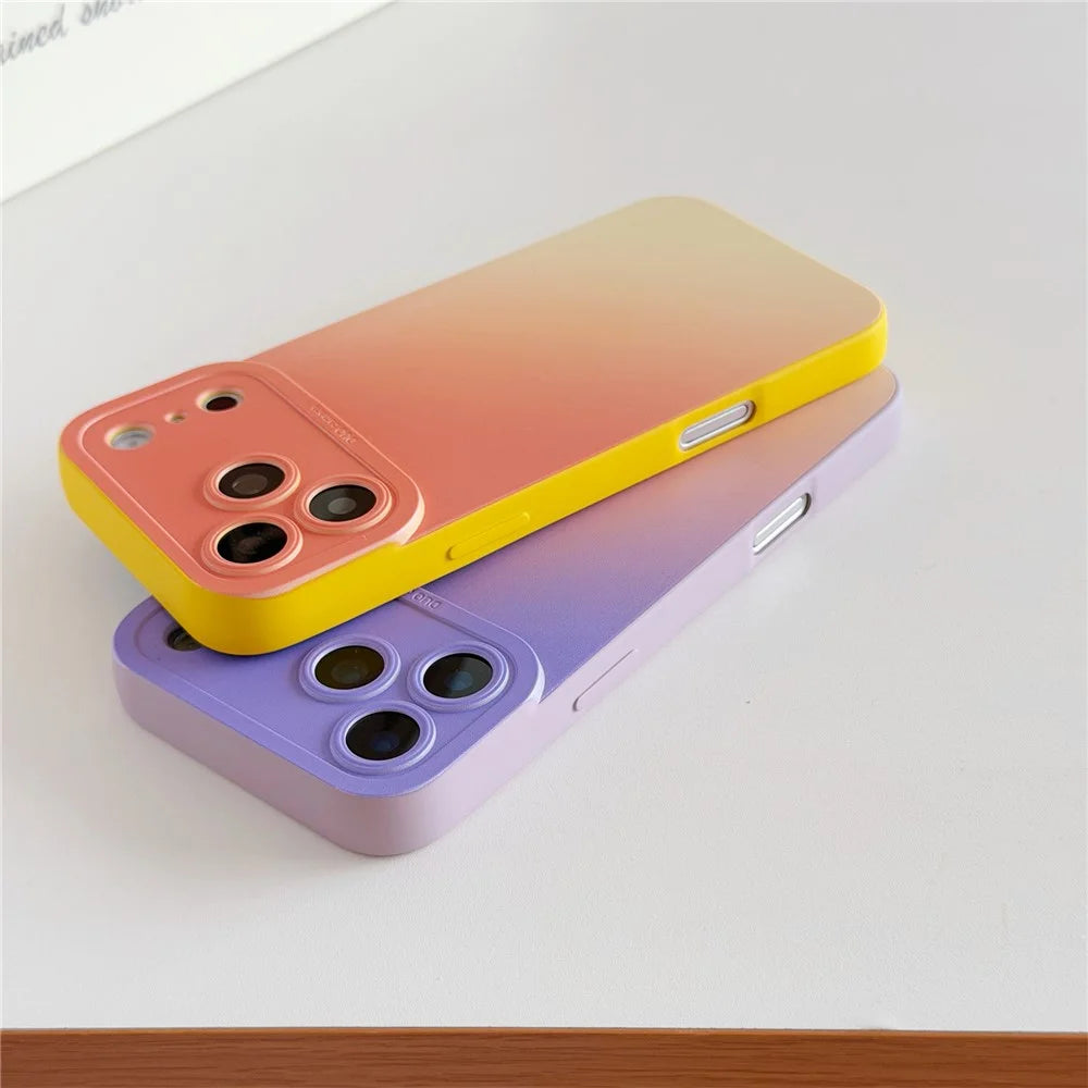 For iPhone 17 Pro Case Precision Cutout Gradient TPU Shockproof Protective Phone Cover - Orange Yellow - 6