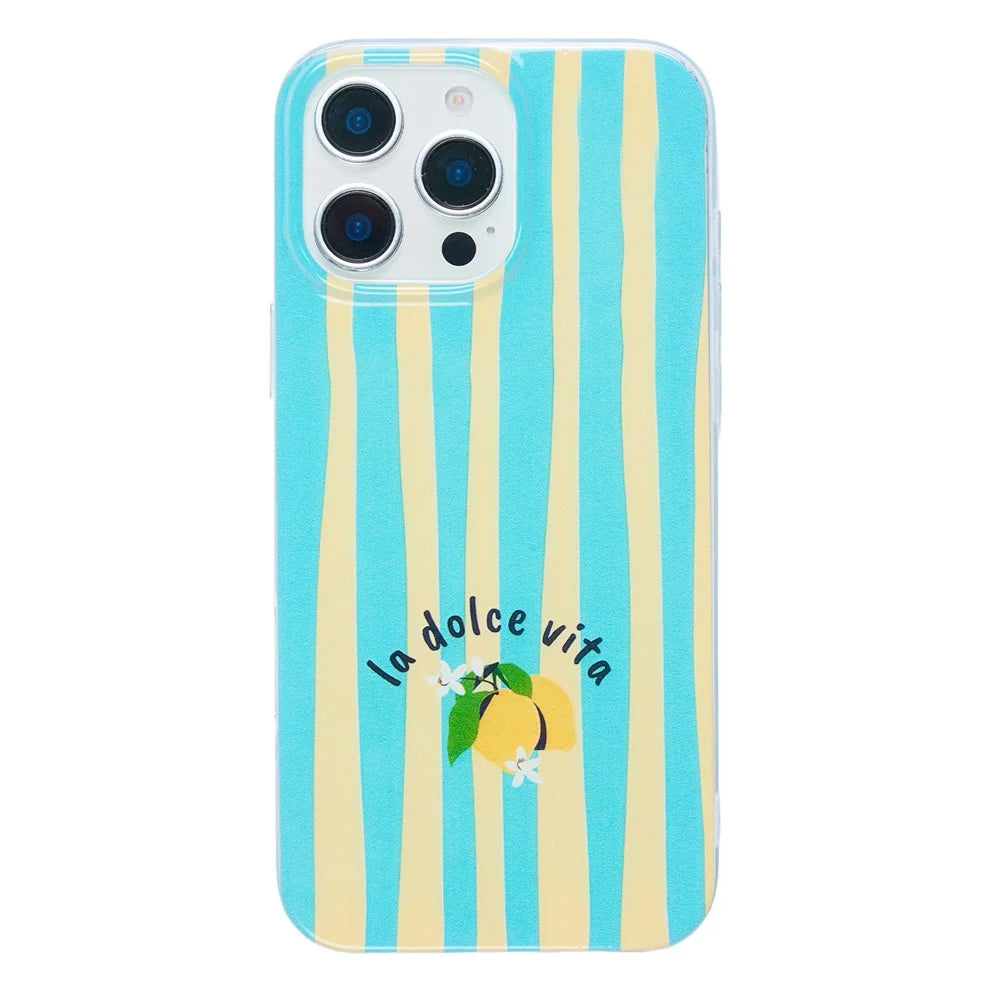 For iPhone 15 Case Heat Transfer Striped Pattern Soft TPU Anti-Scratch Phone Cover - Green - 2