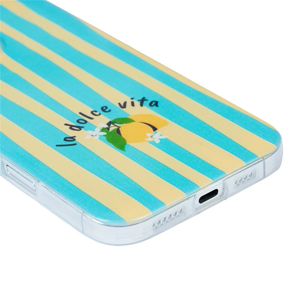 For iPhone 13 Pro Case Heat Transfer Striped Pattern Soft TPU Anti-Scratch Phone Cover - Green - 4