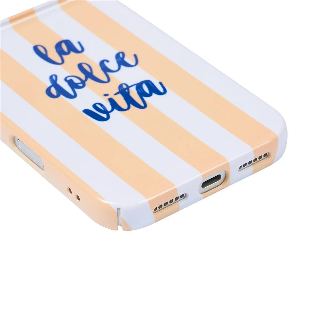 For iPhone 11 Case IMD Striped Pattern Hard PC Protective Phone Cover - Orange - 4