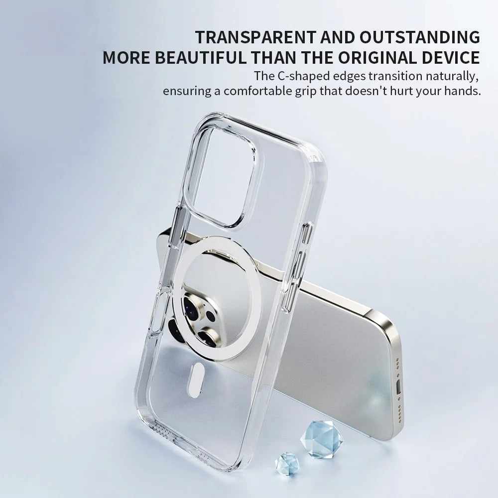ZGA for iPhone 16 Magnetic Case Hard PC Anti-Scratch Clear Back Phone Cover - Transparent - 6